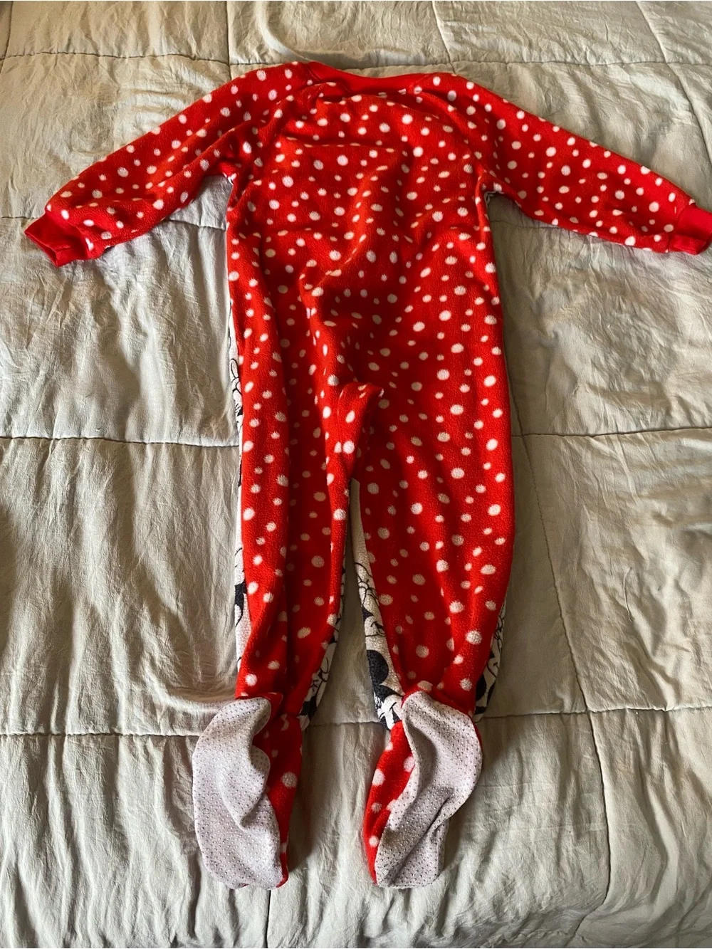 Disney Minnie Mouse Red & Black Fleece One-Piece Pajamas for Kids